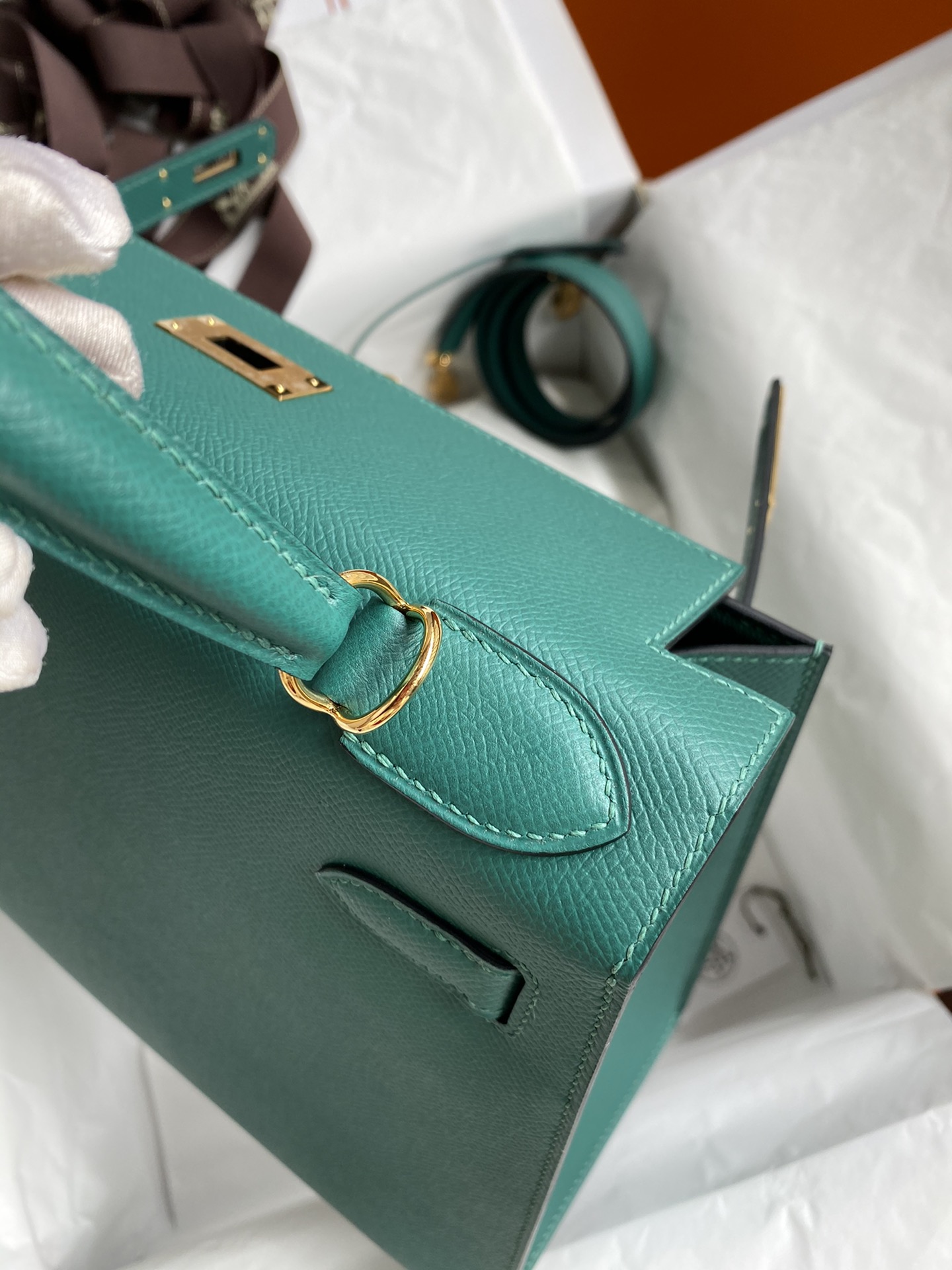 Hermes Kelly 28cm Handbag Shoulder Bag in Malachite Green Epsom Leather